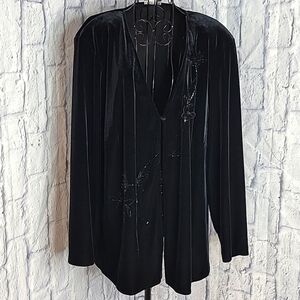 CRIMSON BY‎ LAWRENCE KURTZ Black Floral Beaded Jacket Size 2X
